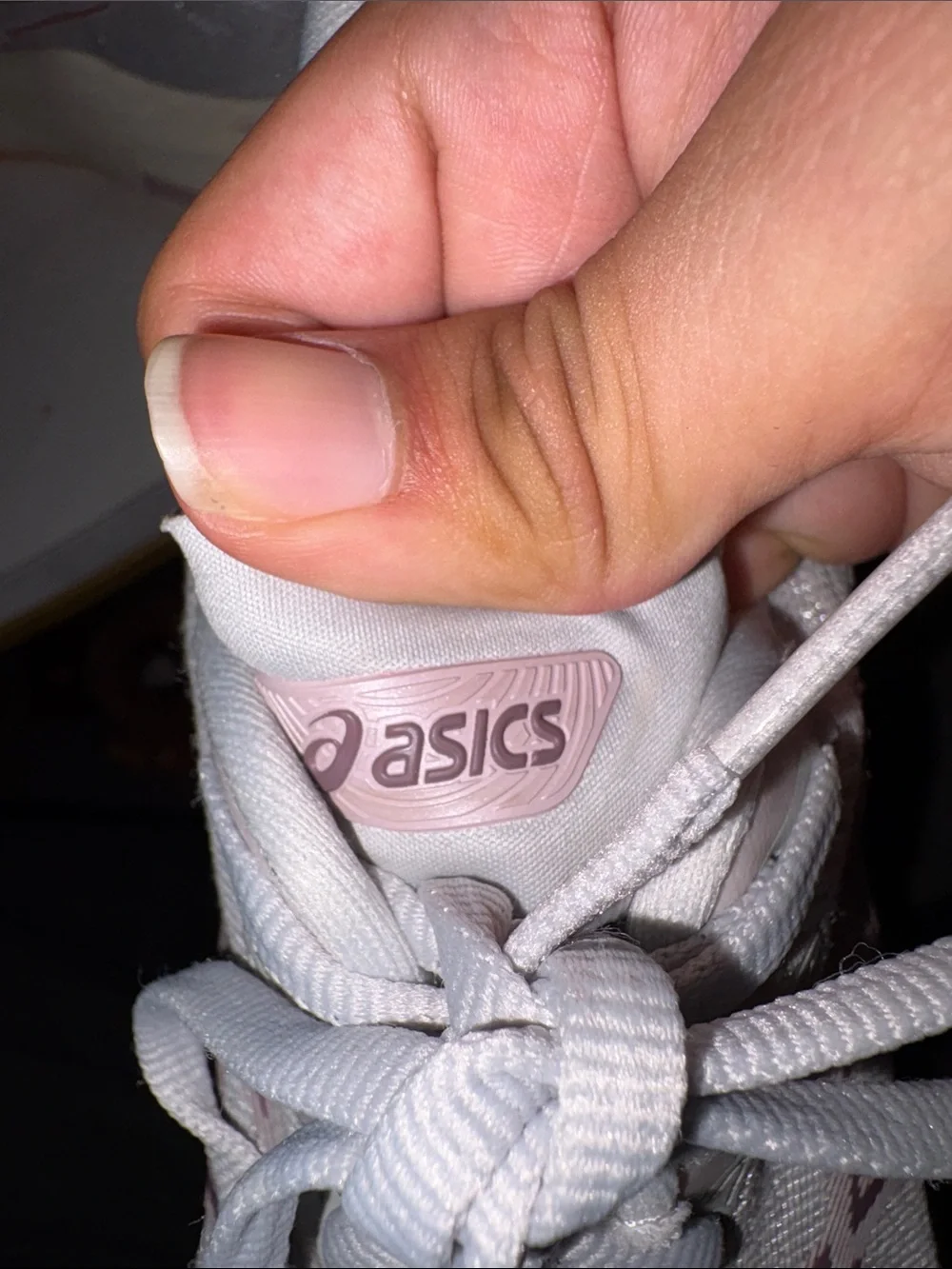 ASICS Women's Light Gray Athletic Sneakers with Pink Accents
